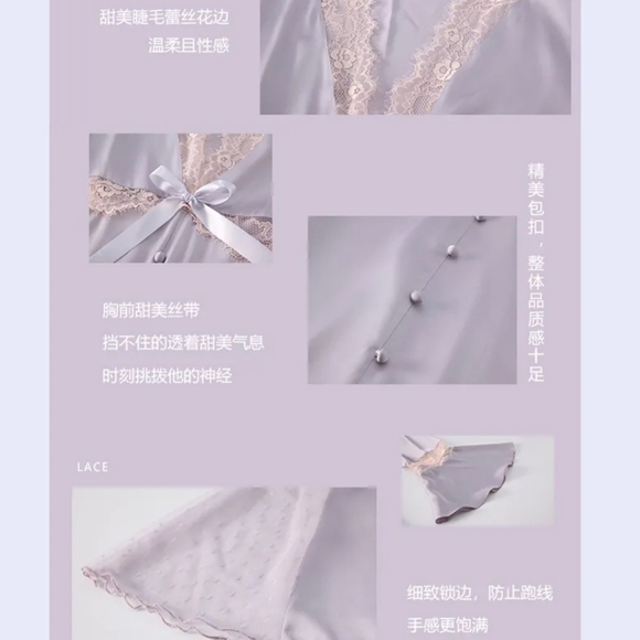 Lace Button Up Style Nighty Dress - Picture 7 of 12